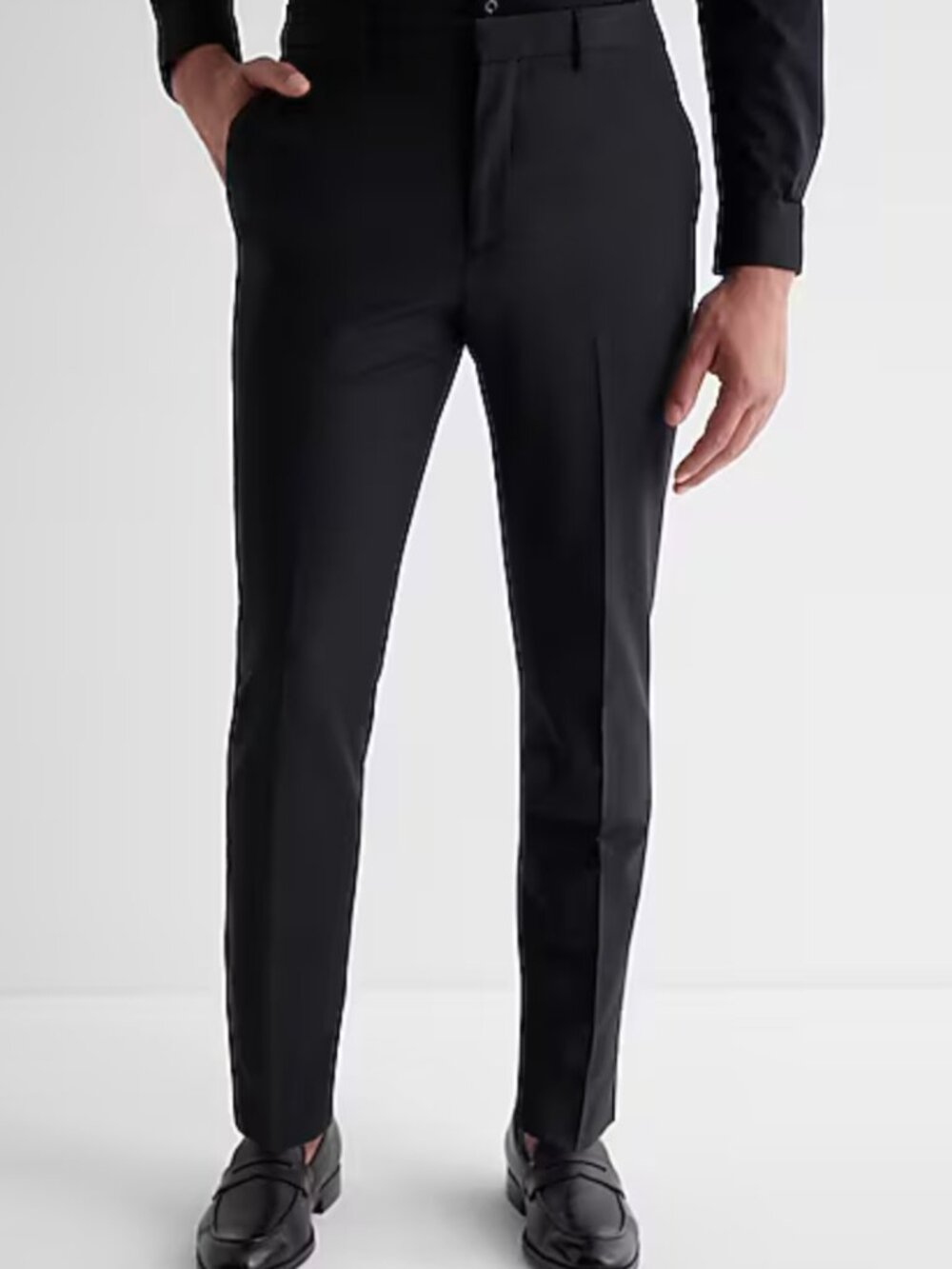 Express Men's Extra Slim Blue Wool-Blend Washable Modern Tech Suit Pant Black 34